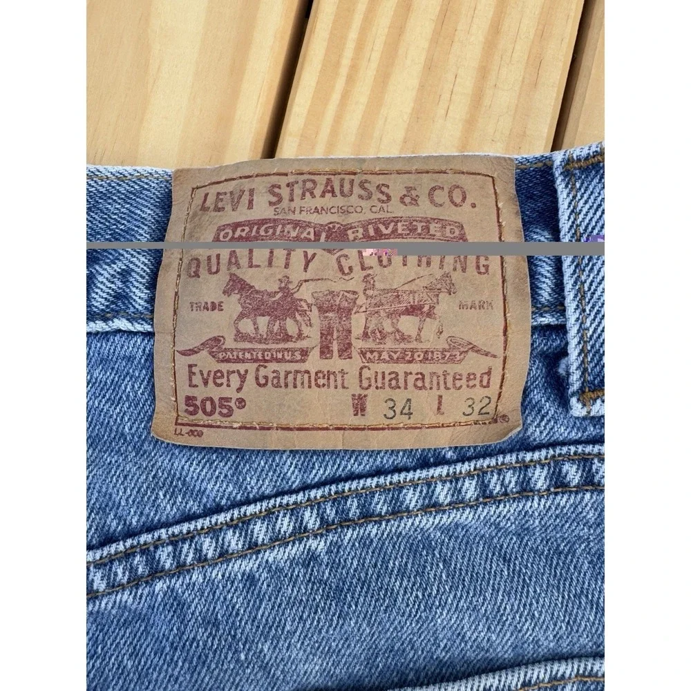Vintage Levis Jeans Mens Size 34x32 505 Regular Fit Straight Leg Red Tab 1999